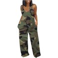 thumbnail image 2 of Summer Saving Wycnly Jumpsuits for Women Dressy Plus Size Fashion Baggy Spaghetti Strap Long Jumpsuits Overalls with Pocket Summer V-Neck Sleeveless Camouflage Maxi Trendy Rompers Green l, 2 of 6