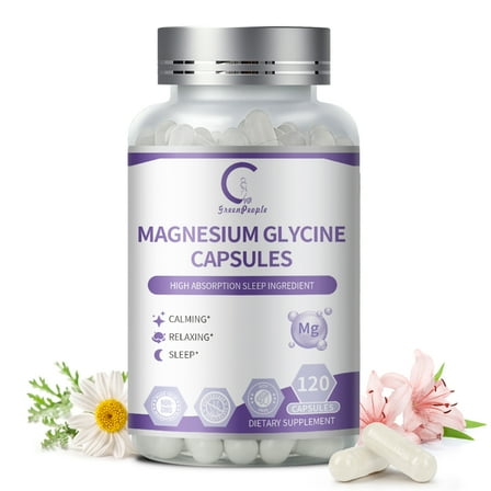 Magnesium Glycinate - 850mg Support Sleep, Calm, Muscle Cramp & Stress Relief – Gluten Free, Non GMO - 120 Capsules