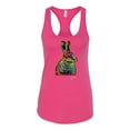 thumbnail image 2 of Wild Bobby, Colorful Rainbow Rabbit Animal Lover Ladies Racerback Tank Top, Raspberry, Large, 2 of 3
