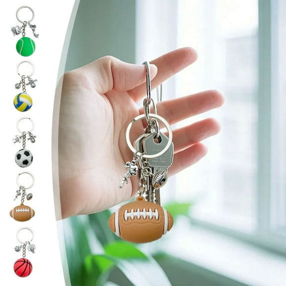 TTJ Purse Charm Womens Gifts Key Rings Ball Sports Decorations Soccer Basketball Volleyball Keychains Crossbody Bag Pendants Sports Event Gifts for Women and Men Who Love Cute Things