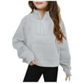 thumbnail image 4 of Kids Quarter Zip Pullover Sweatshirt Long Sleeve Warm Fleece Top with Kangaroo Pocket for Boys and Girls, 4 of 5