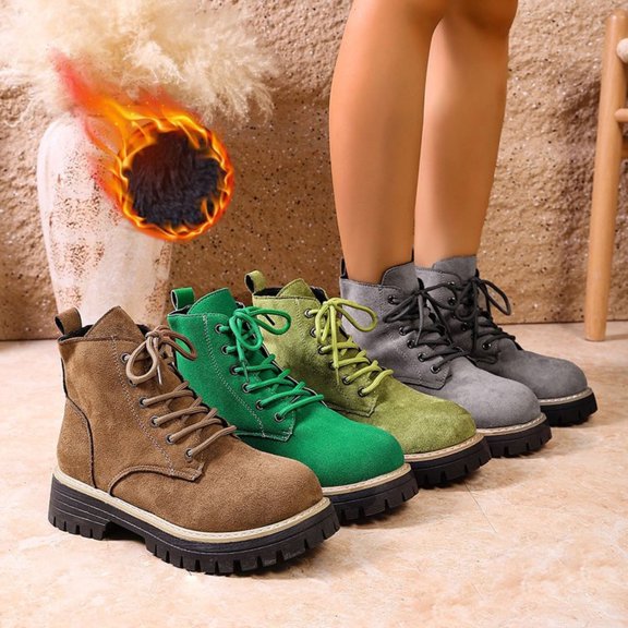 Fengqque Womens Winter Snow Boots Warm Lined Winter Water-resistan Ankle Booties Anti-Slip Combat Booties Mint Green 9.5(43)