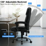 Hoffree Massage Office Chair 400LBS Executive Office Chair Massage and Footrest Big and Tall Office Chair with Heated Lumbar Support, Ergonomic Computer Desk Chair Reclining High Back Leather Office