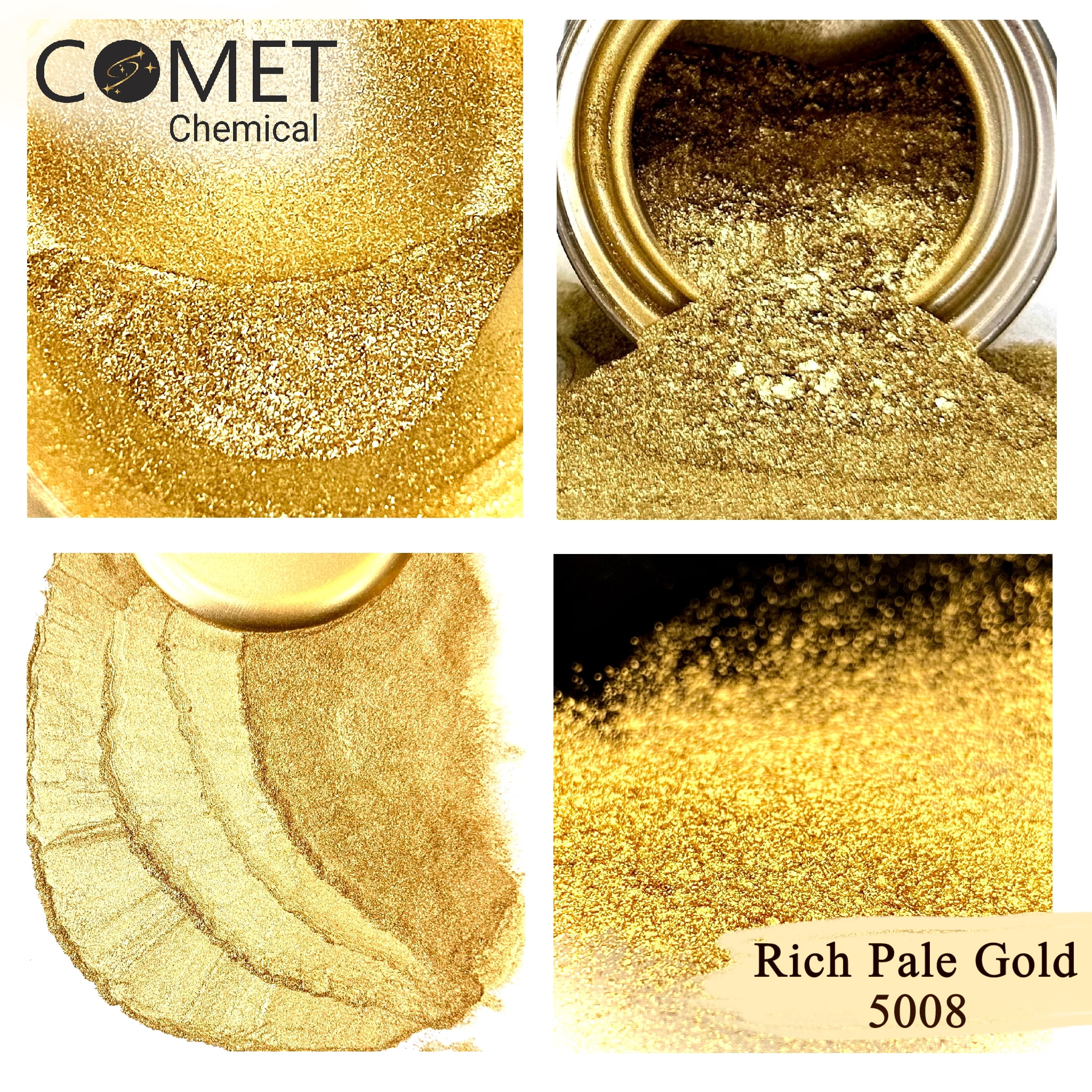 COMETCHEMICAL Metallic Pigment for Solvent, Epoxy Resin, Rich Pale Gold, 0.44lb