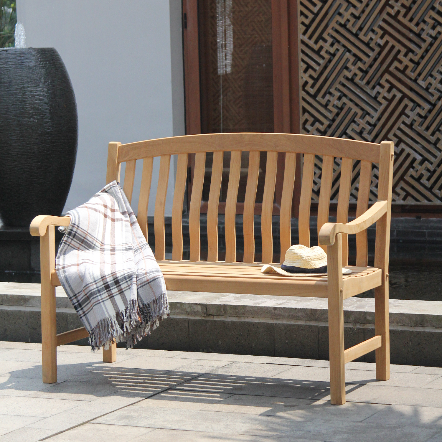 Sherwood Solid Teak Wood Outdoor Garden Bench