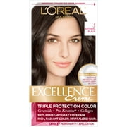 L'Oreal Paris Excellence Creme Permanent Hair Color, 3 Natural Black