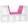thumbnail image 1 of HOMCOM Bibliothèque à 6 Casiers avec Coussin, Coin Lecture, Rose, 1 of 10