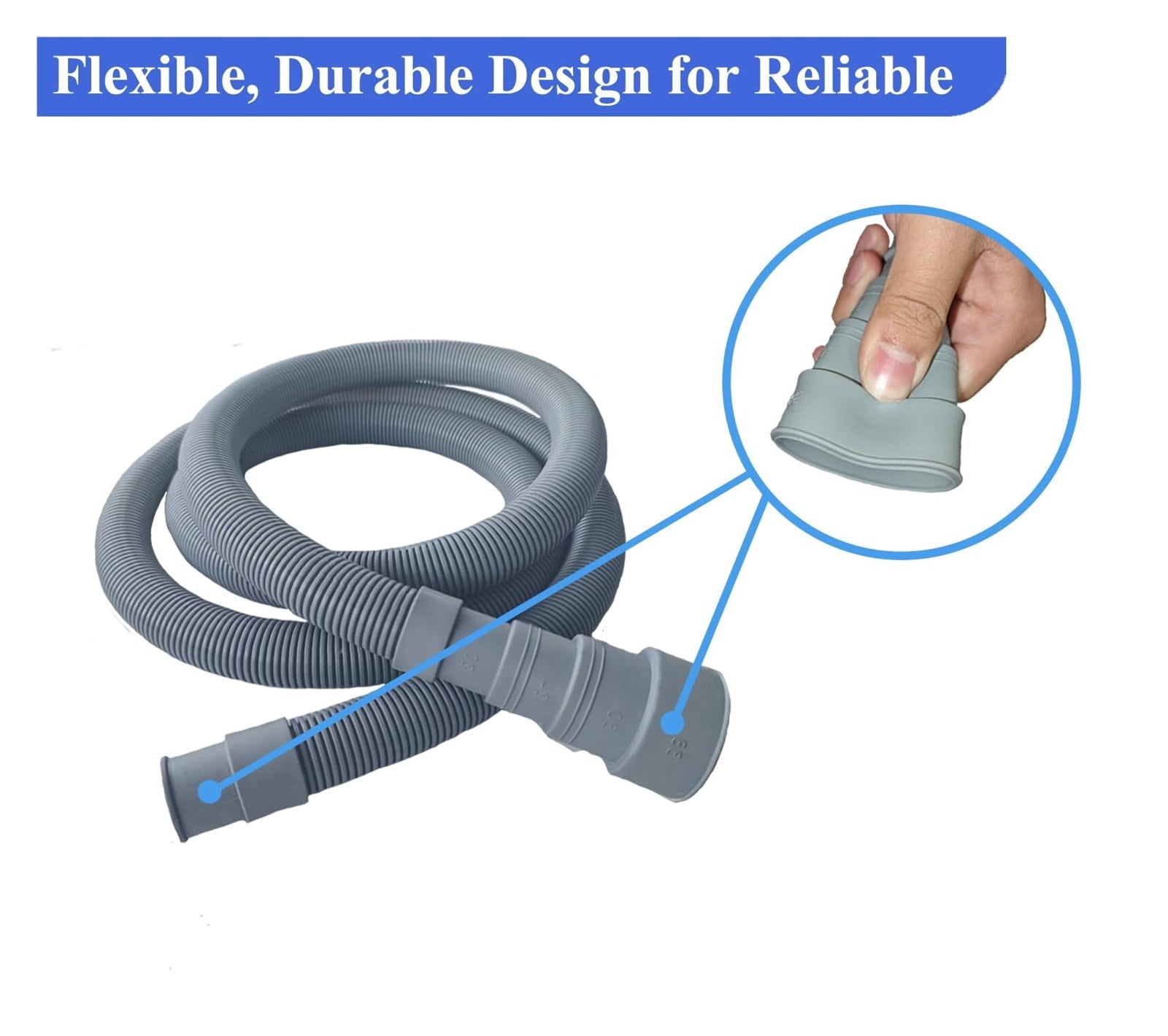 10ft Washing Machine Drain Hose Extension Kit - Universal for Washer, Dishwasher & Dehumidifier, 7-Piece Set with U-Bracket, 4 Clamps & Adapter