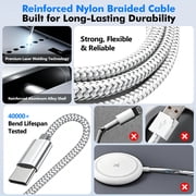 Atzeste 3-in-1 Fast Charging Cable 90W Charger, Type C/Lightning/Magnetic Multi Charge Dock with USB/Type C Input, Portable Designed for iWatch Series, iPhone 17-11, Car-4FT