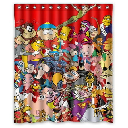 deyou old cartoon network characters shower curtain polyester fabric