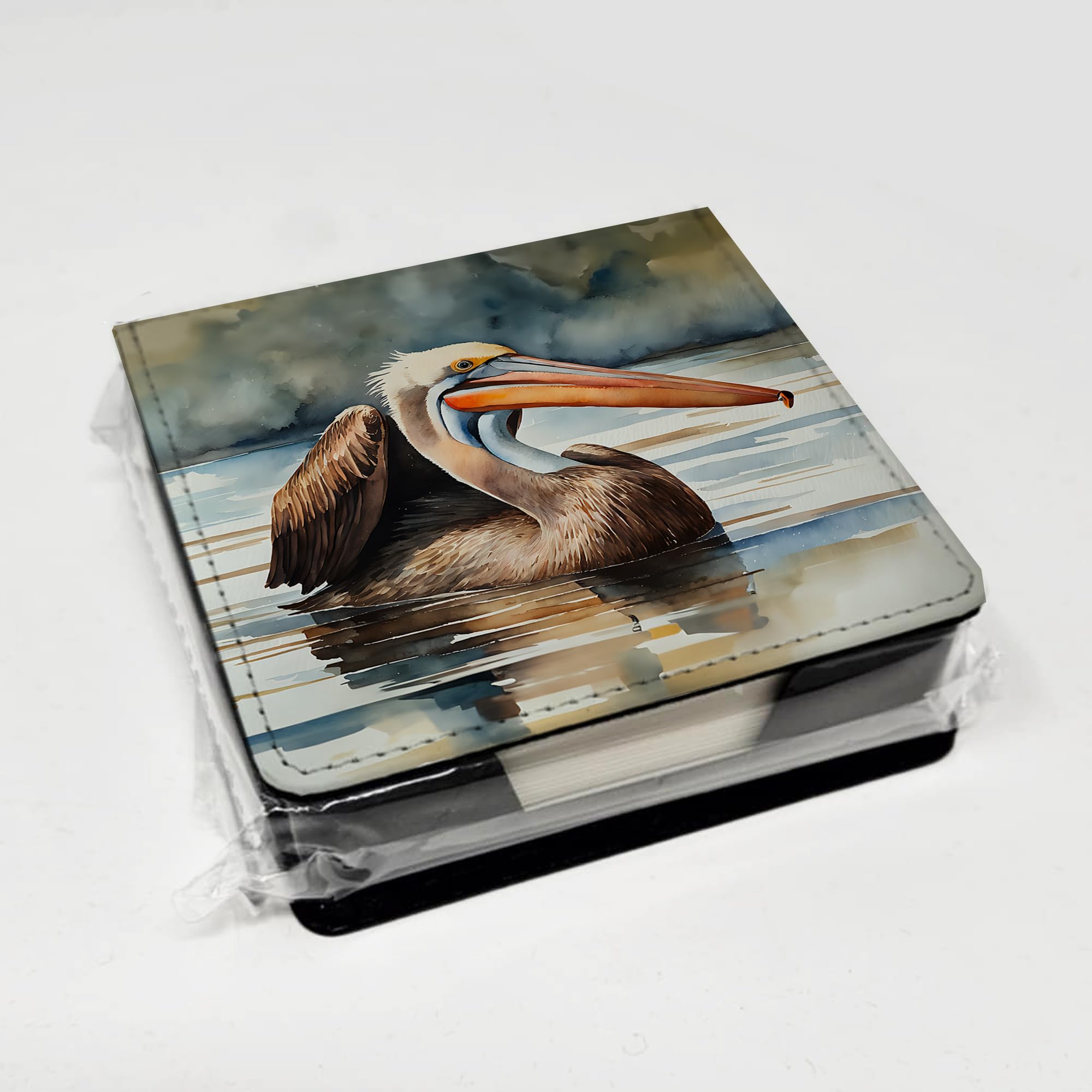 Caroline's Treasures Pelican PU Leather Note Paper Holder with Artist-Designed Cover, Desk Accessory, Office Gift