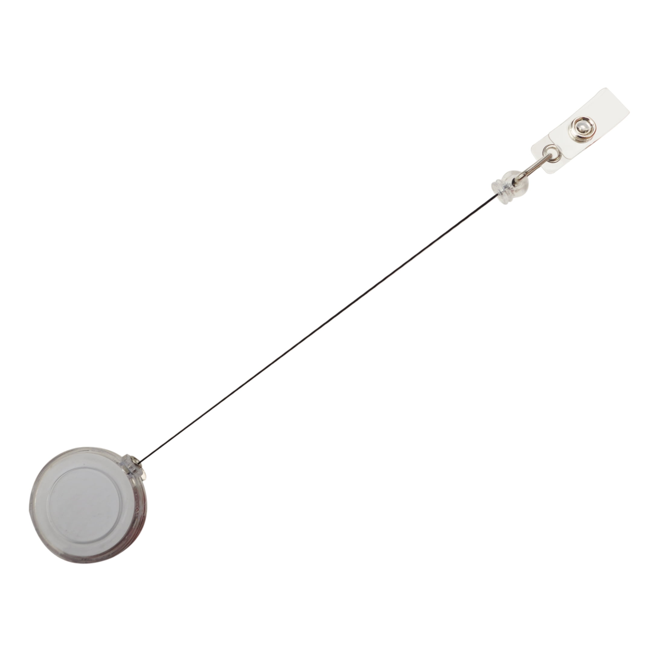 Officeship 100 Pcs Clear White Retractable Badge Holder, Retracting Card Reel
