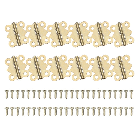 Uxcell Small Piano Hinge Mini Jewelry Box Hinges with Screw for Jewellery Wooden Box Gold Tone 0.8x0.7 Inch