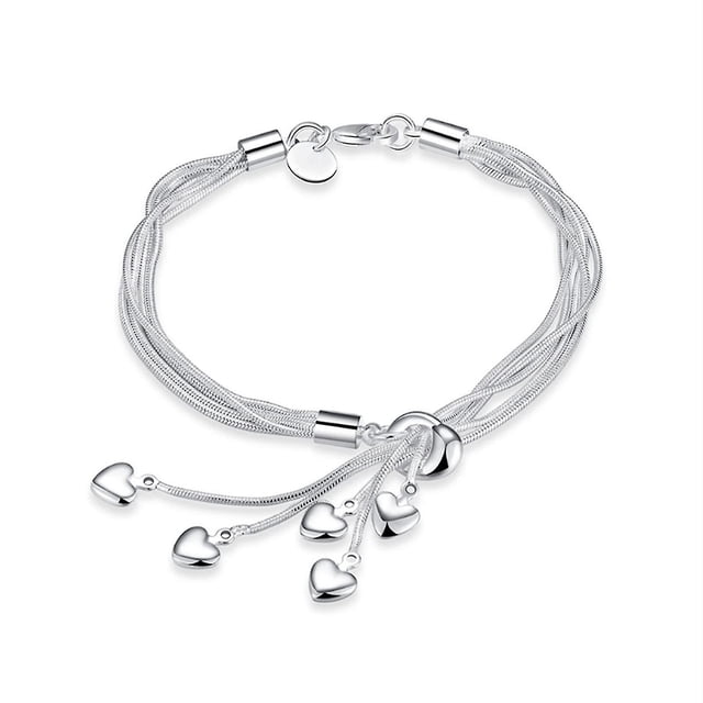 Pulsera de plata esterlina para mujer Pulseras de plata de la amistad Pulseras con dijes Pulsera de cadena de plata Amor personalizado