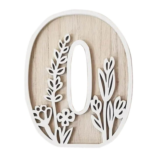 Leodye 1PCS Carved Wooden Flower & Letter Pendant - Home Kitchen & Wedding Wall Decoration Craft -4.92IN