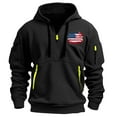 thumbnail image 3 of Jinhomg Mens Hooded Sweatshirt Quarter Zip Tactical Sweatshirts Long Sleeve Quarter Zip Sweatshirts Fall Pullover with Pockets Black,XXXL, 3 of 4