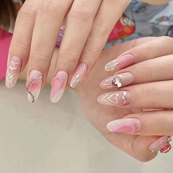 Rhinestone Chain Frosted Manicure Pink Chain Nails with Rhinestones for Nail Art Beginners Practice Glue Models