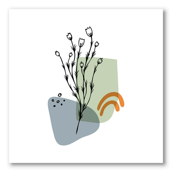 Designart ' Abstract Minimal Shapes Under Flowers II ' Modern Canvas Wall Art Print