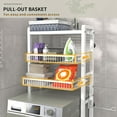 thumbnail image 6 of RFCUIBIJ Over The Toilet Storage Shelves  3 Tiers Bathroom Storage and Organizer Shelf  with Retractable Baskets and Rolling Wheels for Toilet  Metal  White, 6 of 7