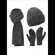 thumbnail image 2 of Conjunto de 3 Piezas de Gorro, Bufanda y Guantes de Punto Universales de Invierno para Adultos, Mujeres y Hombres. Negro Talla Única, 2 of 7