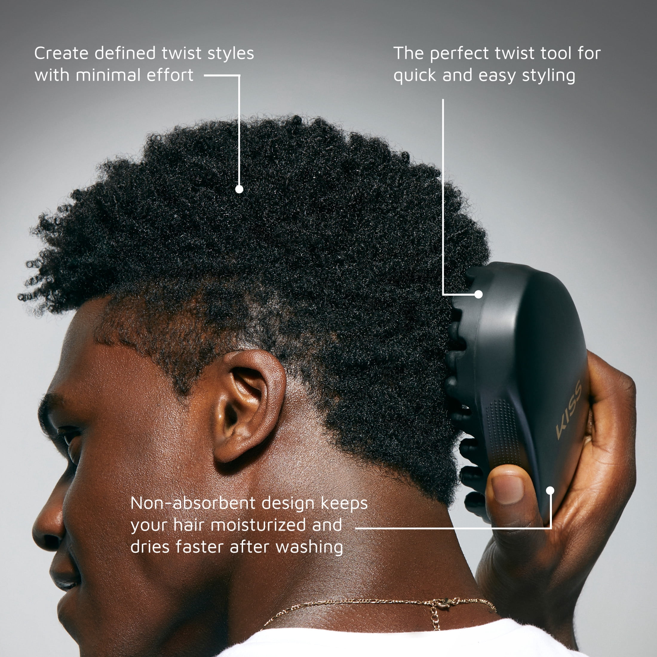 Kiss Colors & Care Style & Define Twist King, Premium Professional Twist Sponge - Black