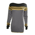 thumbnail image 5 of YUGYXL Womens Fall Fashion Sweaters Colorblock Lightweight Striped Crewneck Winter Trendy Pullover Tops Dark Gray XL, 5 of 5