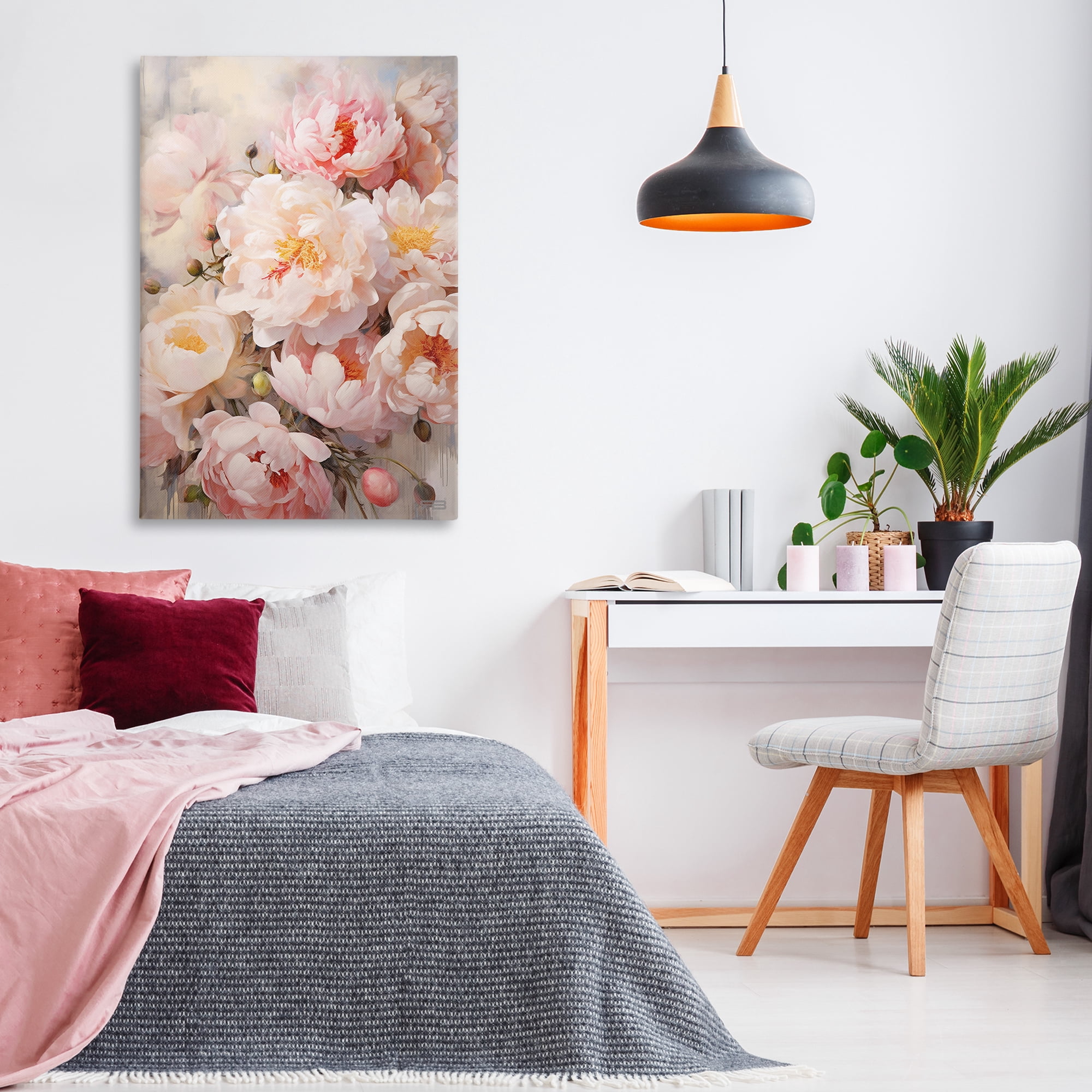 Stupell Industries Pink Peonies Collage Botanical & Floral Painting Gallery Wrapped Canvas Art Print Wall Art, 30 x 45