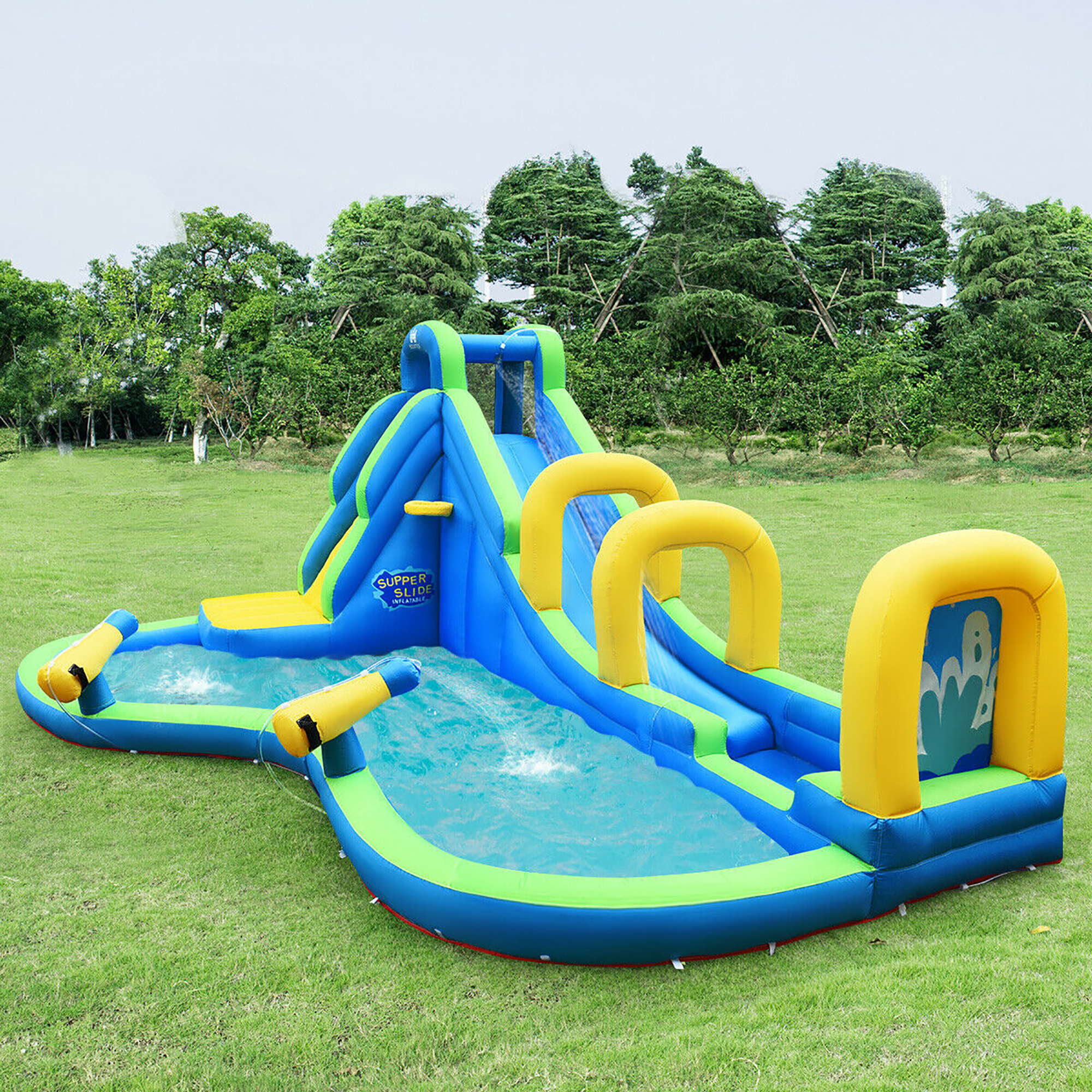 Costway Inflatable Water Slide Kids Bounce House Castle Splash Water Pool W/ 750W Blower - image 3 of 10