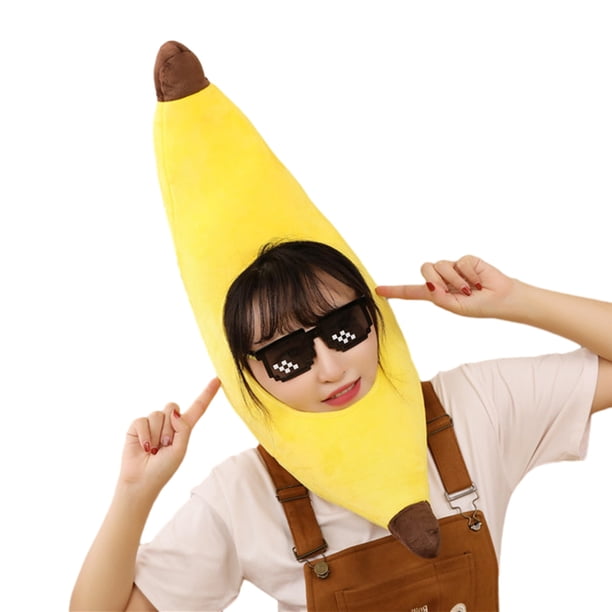 Capucha fotográfica con forma de fruta colorida y brillante, suave felpa, para la cabeza, con apertura para la cara, accesorio para fiesta de disfraces de celebridades de Internet