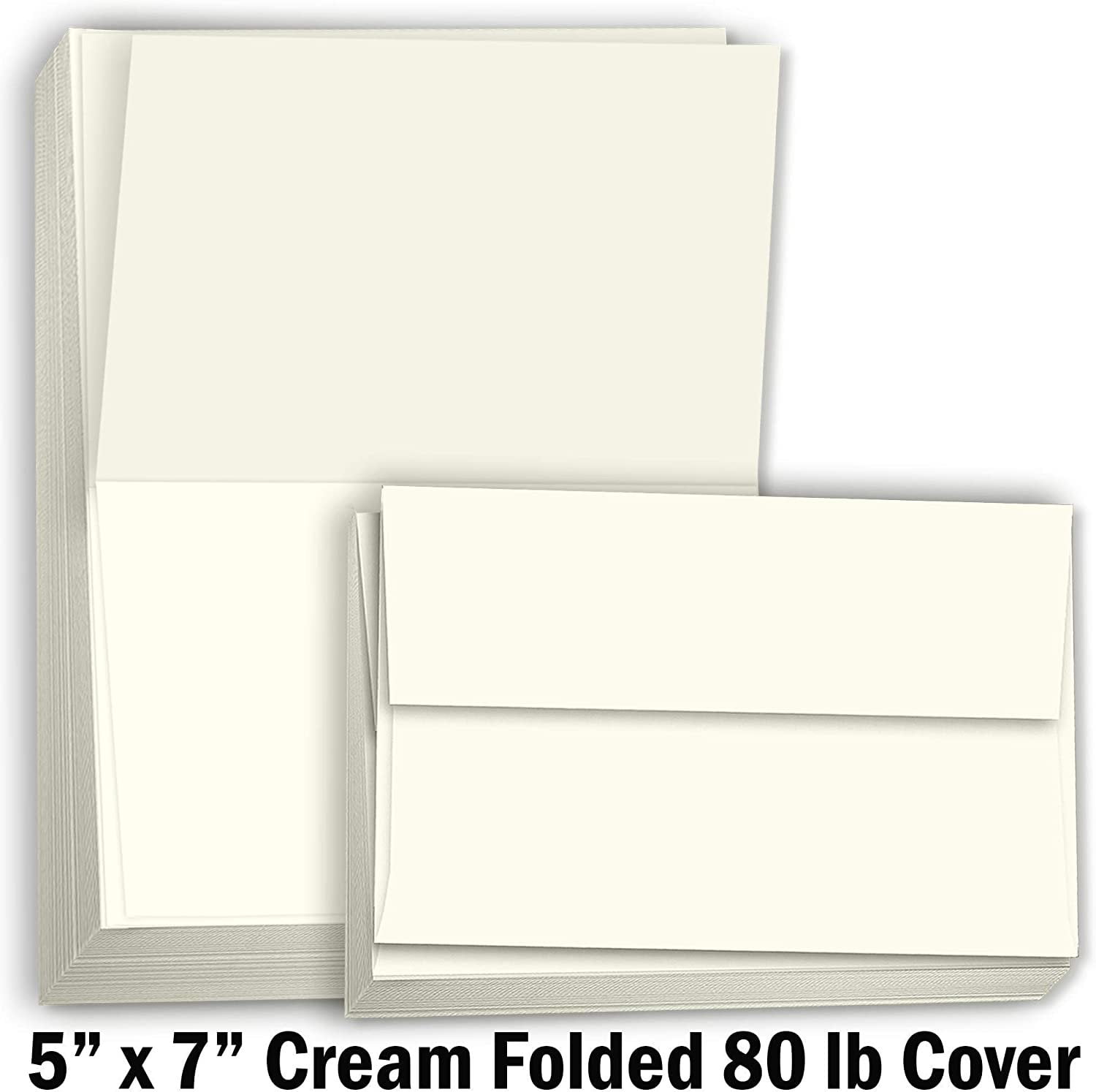 Hamilco Blank Greeting Cards and Envelopes 5x7 Folded Cream Cardstock 80 lb Cover 100 Pack