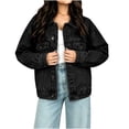 thumbnail image 5 of Edvintorg Denim Jacket for Women Fall Winter Fashion Loose Casual Jean Jackets with Pocket Button Down Women's Clothes Black L, 5 of 8