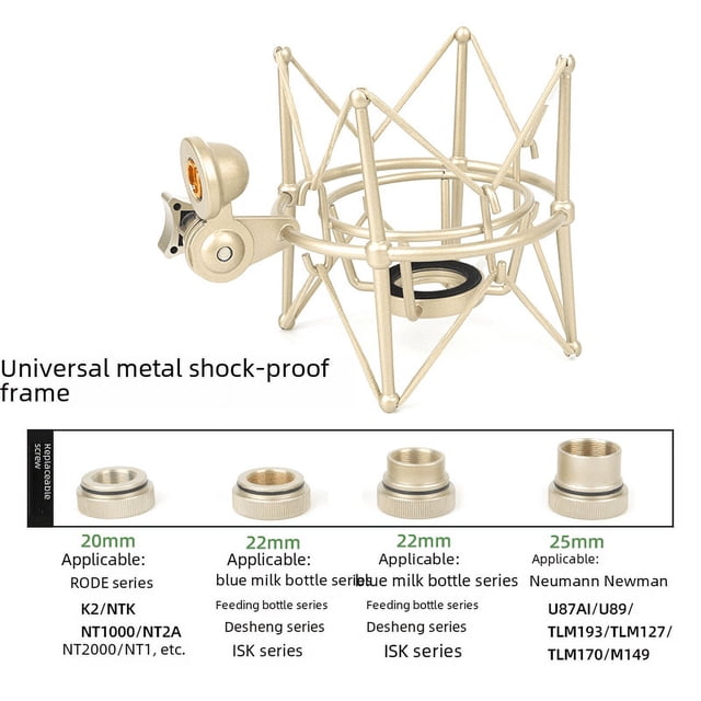 Micrófono de condensador universal con forma de botella, micrófono con marco de metal a prueba de golpes C01U87/103, marco antideslizante a prueba de golpes