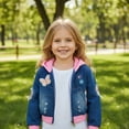 thumbnail image 7 of Peacolate Spring And Autumn 3-10Years Girls Denim Print Jacket,Pink,9-10Years, 7 of 7