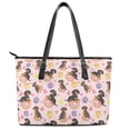 thumbnail image 2 of ZUXONGSY Dachshund Donut Flower Print Handbag for Women Practicality Top Handle Tote Bag PU Leather Laptop Tote Bag with Handle for Shopping Work, 2 of 5