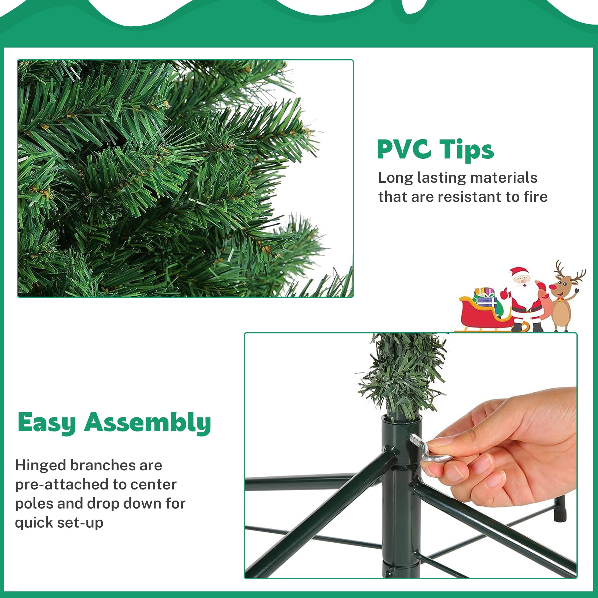 PAPROOS 8FT Christmas Trees, Artificial Christmas Tree with 1138 Super Lush Branch Tips, Xmas Tree with Sturdy Metal Base for Holiday Decor, Green