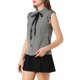 thumbnail image 4 of CAMISA DE OFICINA SIN MANGAS DE GINGHAM PARA MUJERES CON LAZO EN EL CUELLO Y DETALLE DE VOLANTES 2XL NEGRO, 4 of 7