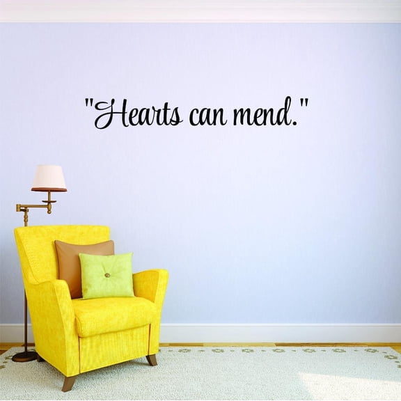Custom Decals Hearts Can Mend.Wall Art Size: 6 X 20 Inches Color: Black
