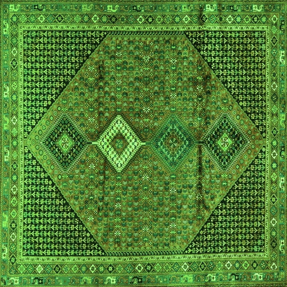 Ahgly Company Indoor Square Persian Green Traditional Area Rugs, 4' Square