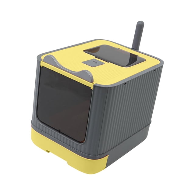 Caja de arena para gatos cerrada Strade Fareast Limited Bandeja multifuncional 44,5 x 34,5 x 36 cm amarillo