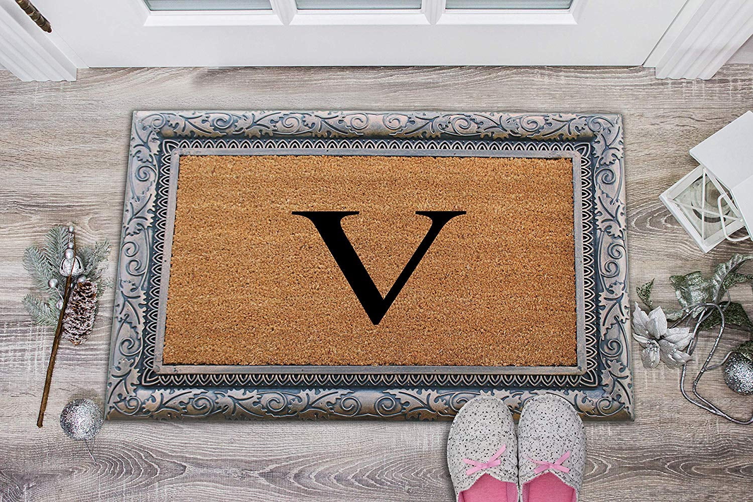 A1HC First Impression Rubber and Coir Albena 24" X 36" Bronze Finished Heavy Duty Monogrammed Doormat