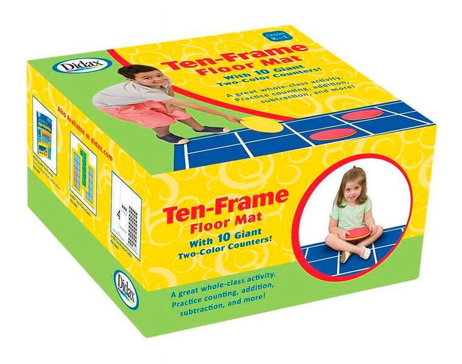 Didax Ten-Frame Floor Mat with Giant Counters – Jumbo Classroom Math Game for Counting, Addition & Subtraction | Interactive Floor Activity for Kids | Hands-On Number Sense Learning Tool