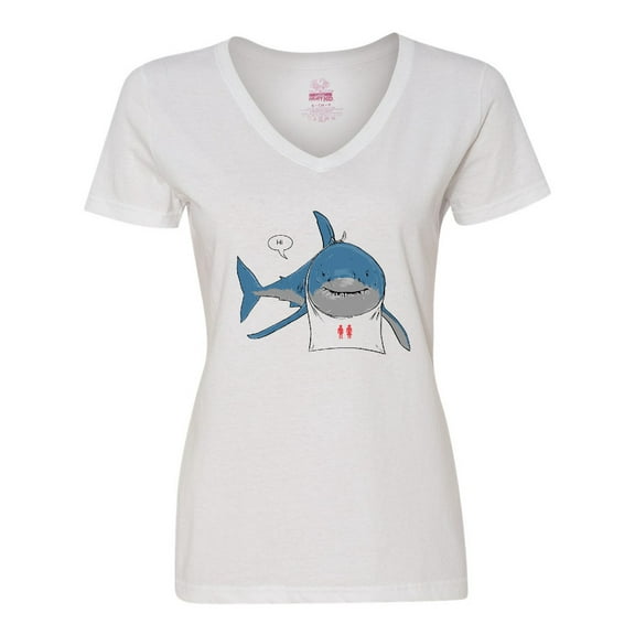 Inktastic Shark Dinner Women's V-Neck T-Shirt