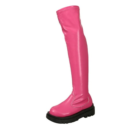 

Povozer Women s Low-Heeled Over-The-Knee Boots-Warm Boots Women s Low-Heeled Over-The-Knee Boots Non Slip Cowboy Womens Winter Boots(Hot Pink 6.5)