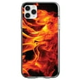 thumbnail image 1 of DistinctInk Clear Shockproof Hybrid Case for iPhone 11 (6.1" Screen) - TPU Bumper, Acrylic Back, Tempered Glass Screen Protector - Red Black Flame Fire - Printed Image of Fire, 1 of 2