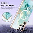 thumbnail image 4 of TECH CIRCLE Strong Magnetic Samsung Galaxy S22 Ultra Case, Compatible with MagSafe Military Grade Drop Protection Colorful Marble Slim Phone Cover for Galaxy S22 Ultra 6.8" 2022,Green Marble, 4 of 6