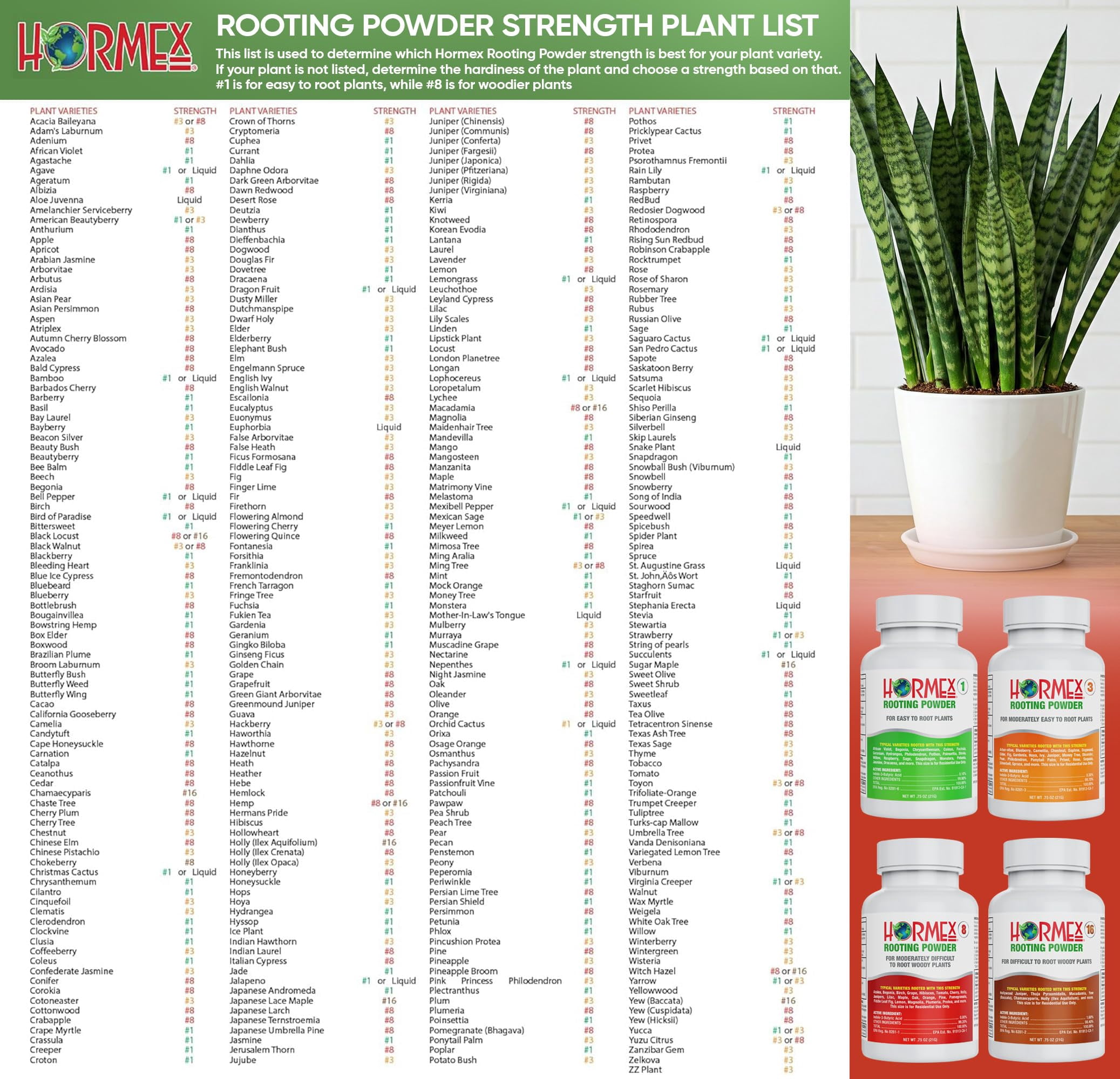 Hormex Rooting Powder #1 - Root Hormone & Stimulator for Delicate Plant Cuttings Propagation, 3 Pack