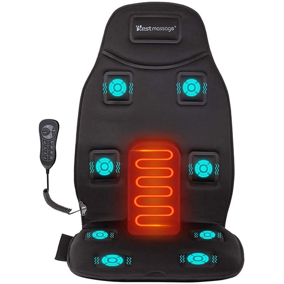 BestMassage MassageSeat Cushion with Heat Therapy 8 Motor Vibrations 4 Modes 3 Speed,Black