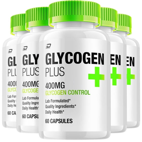 Glycogen Plus Capsules – GlycogenPlus Pills Advanced Supplement, All Natural, Glycogen Plus Maximum Strength Formula, Glycogen Support, 5 Pack, 300 Capsules