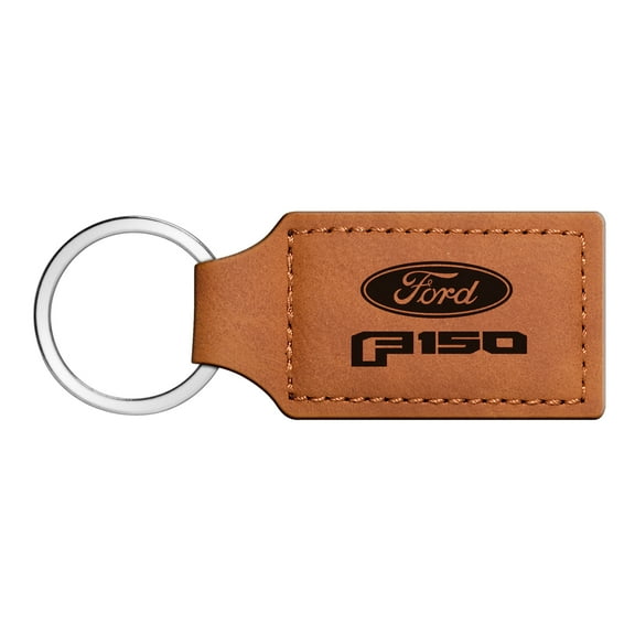 iPick Image for Ford F-150 2015 up Rectangular Brown Leather Key Chain, Official Licensed