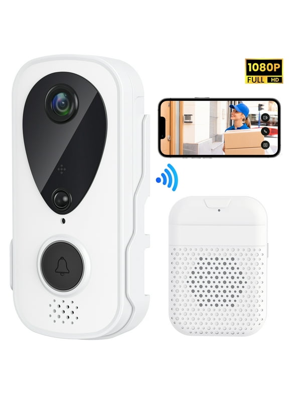 WYRAVIO Doorbell Camera Wireless, WiFi Video Doorbell with Chime, 2 Way Audio, Smart Human Detection, Night Vision, Cloud Storage, Real Time Alert for Home (2.4 Ghz WiFi)